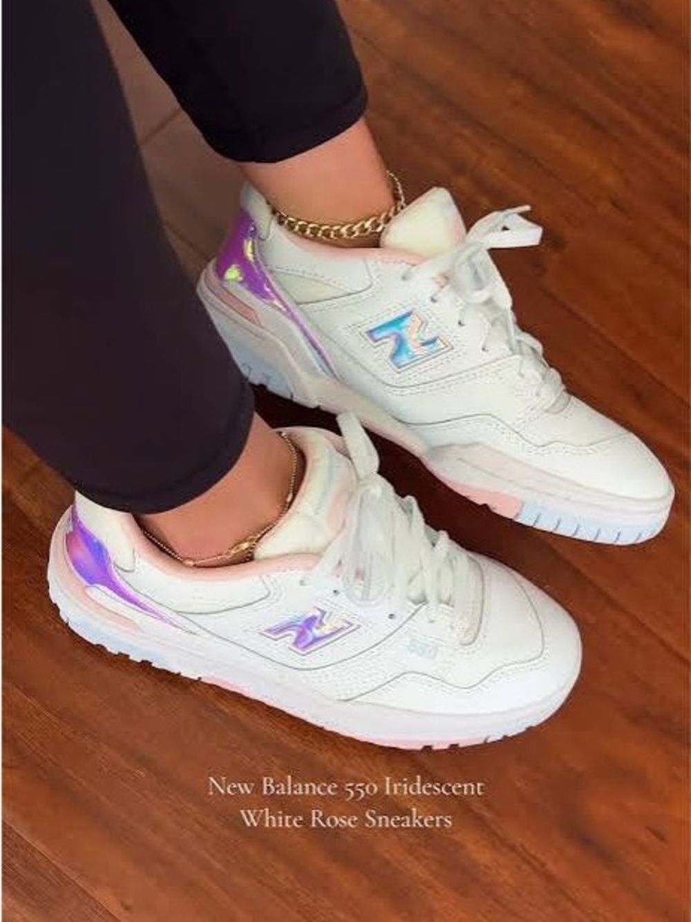 New Balance 550 Girls’ White/Multi Iridescent Sneaker—7 - Picture 14 of 14